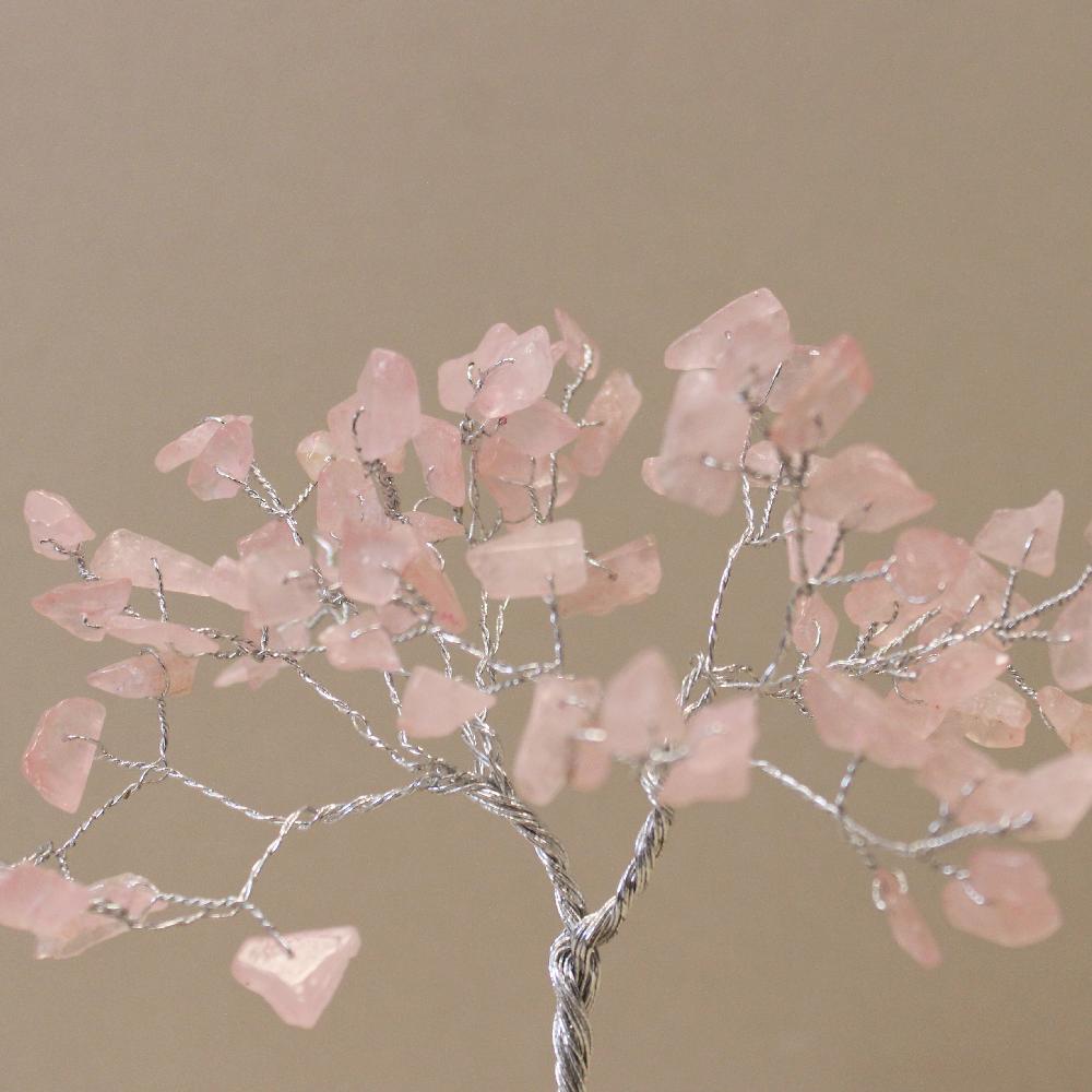 Ancient Wisdom Gemstone Tree With Orgonite Base - 80 Stone - Rose Quartz
