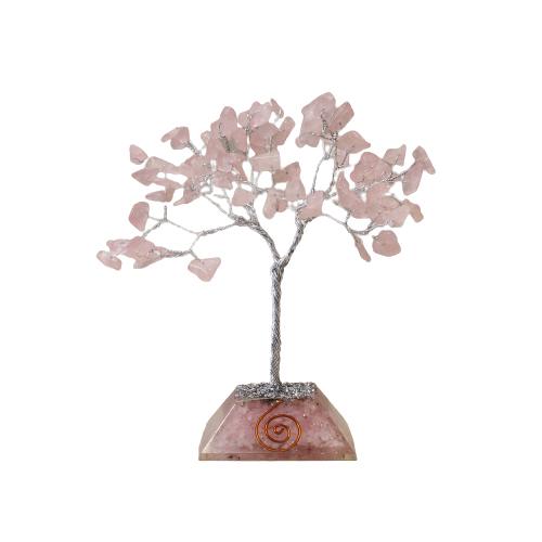 Ancient Wisdom Gemstone Tree With Orgonite Base - 80 Stone - Rose Quartz