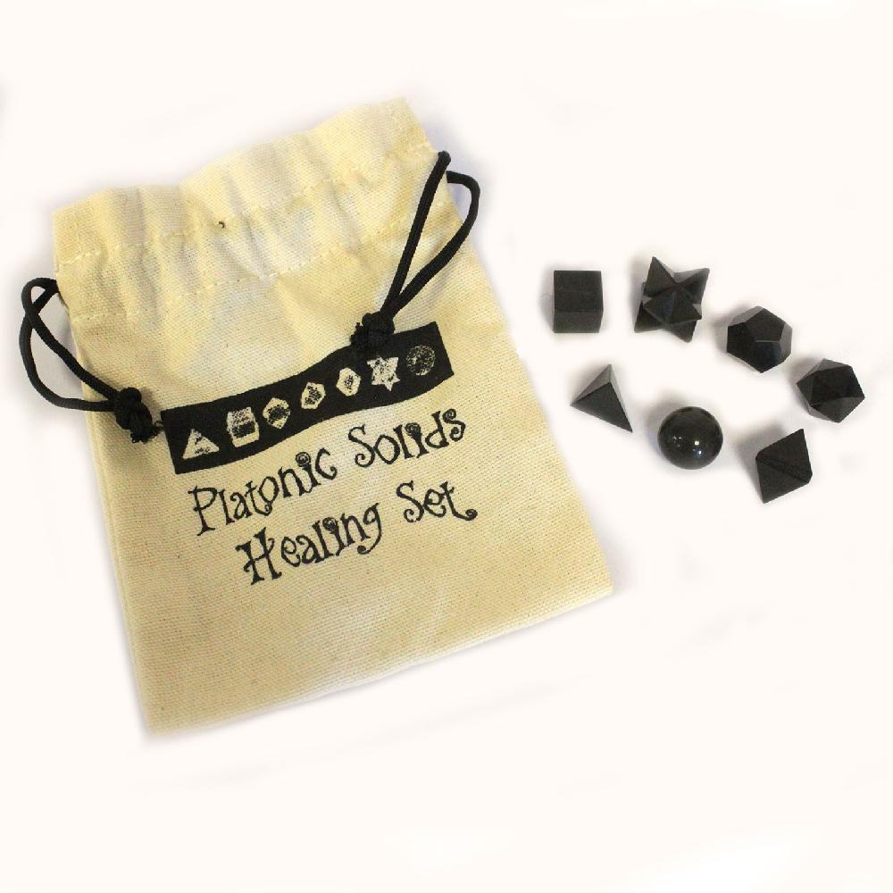 ancient wisdom Geometric Seven Piece Black Agate Set