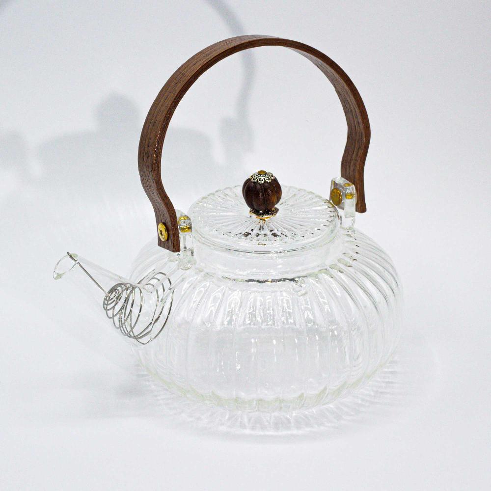 Ancient Wisdom Glass Infuser Teapot - Clear Ribbed Pearl - 850ml