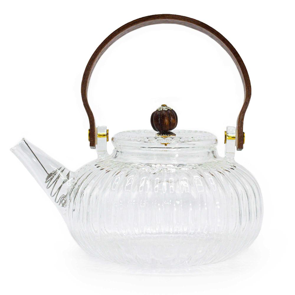 ancient wisdom Glass Infuser Teapot - Clear Ribbed Pearl - 850ml