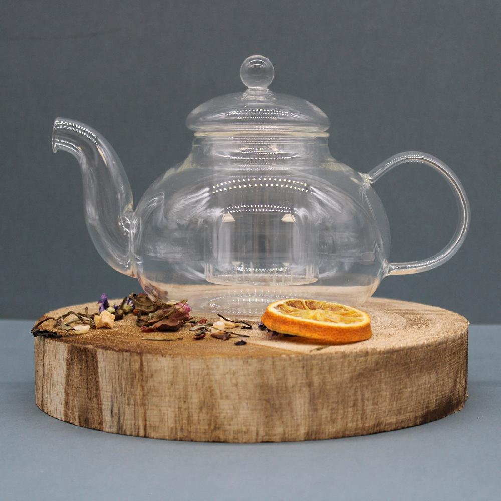 Ancient Wisdom Glass Infuser Teapot - Round Pearl - 800ml - Gift Boxed