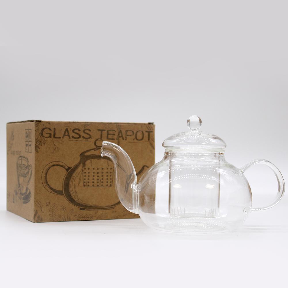 ancient wisdom Glass Infuser Teapot - Round Pearl - 800ml - Gift Boxed