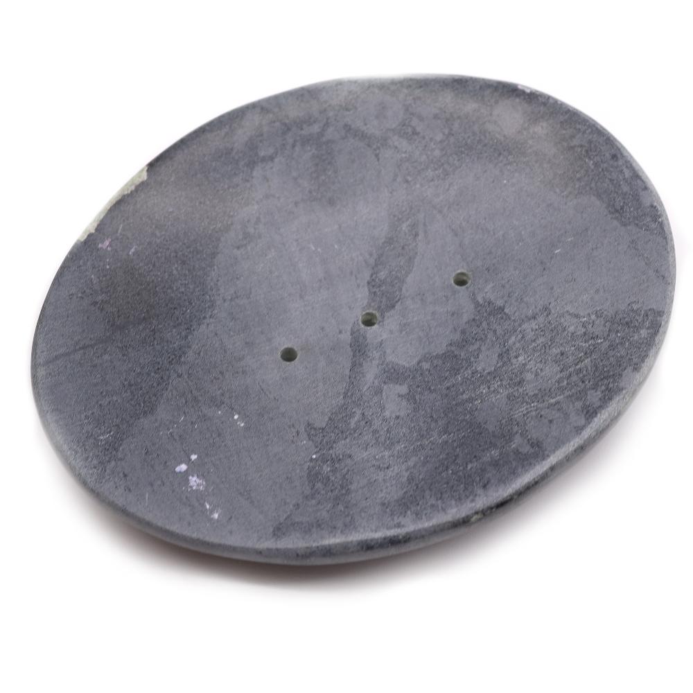 Ancient Wisdom Grey Soapstone Soap Dish 10x12cm- Classic Oval