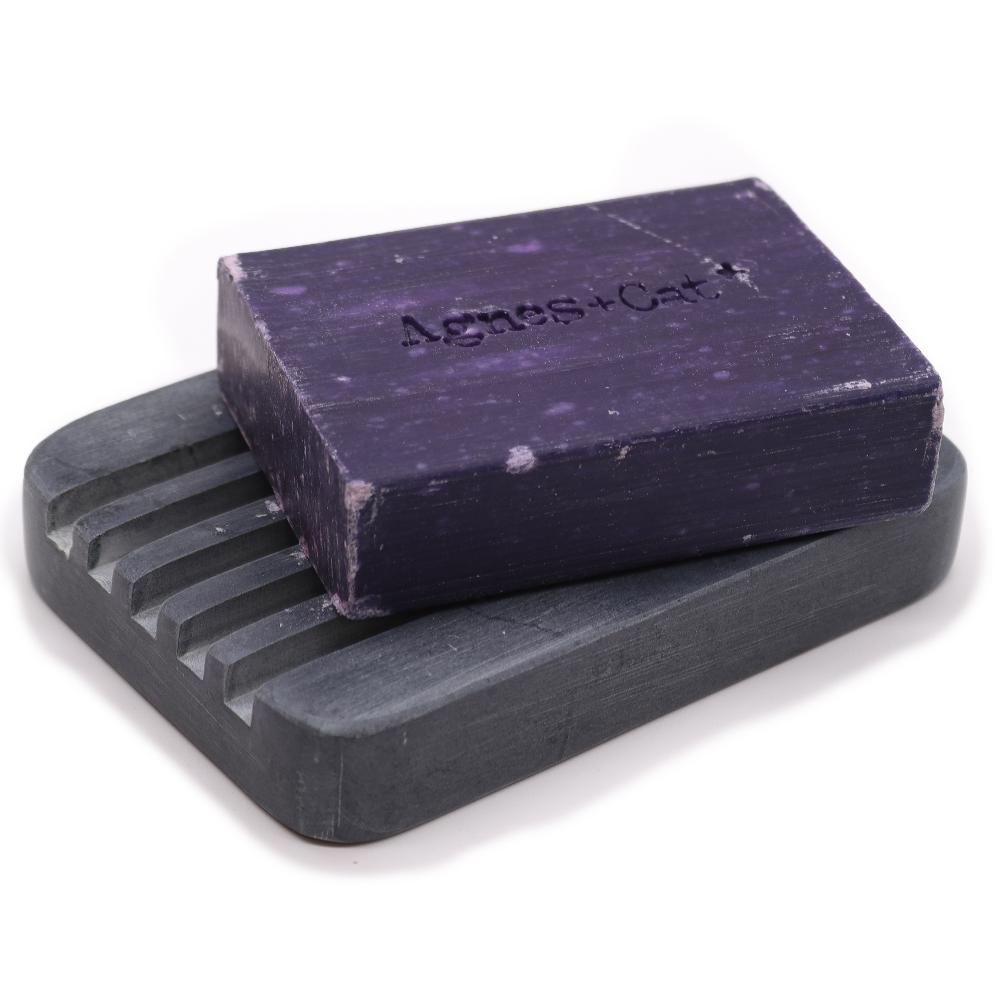 Ancient Wisdom Grey Soapstone Soap Dish 12x8.5cm - Heavey Ridges