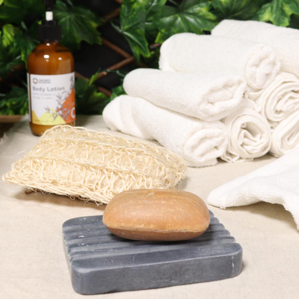 Ancient Wisdom Grey Soapstone Soap Dish 12x8.5cm - Heavey Ridges