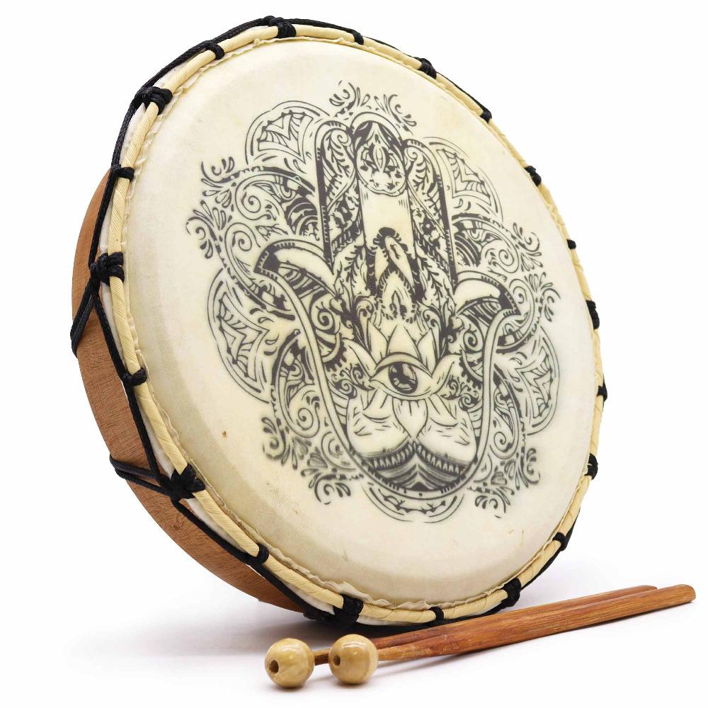 ancient wisdom Hamsa Shamanic Drum with Two Sticks - 30cm Diameter