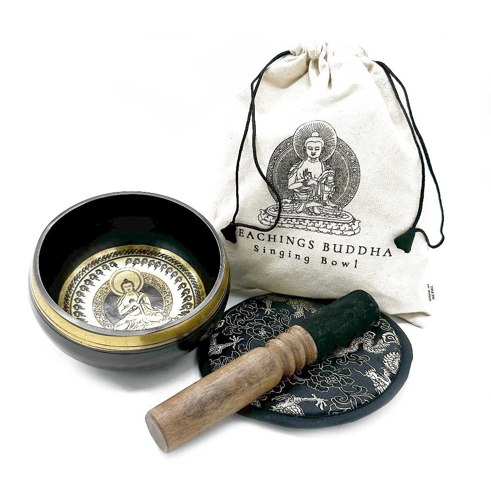 ancient wisdom Hand Beaten & Engraved Singing Bowl Gift Set - 14cm - Teachings Buddha