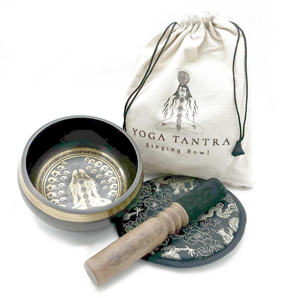 ancient wisdom Hand Beaten & Engraved Singing Bowl Gift Set - 14cm - Yogi
