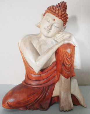 Ancient Wisdom Hand Carved Buddha Statue - 25cm Thinking