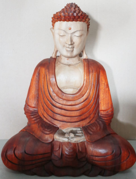 Ancient Wisdom Hand Carved Buddha Statue - 40cm Hand Down