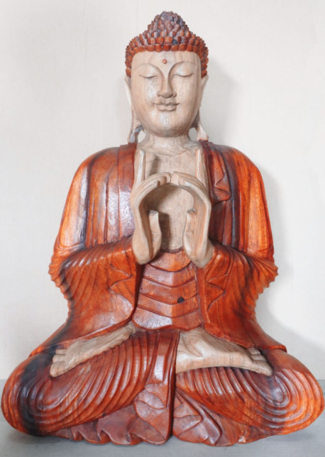 Ancient Wisdom Hand Carved Buddha Statue - 60cm Two Hands