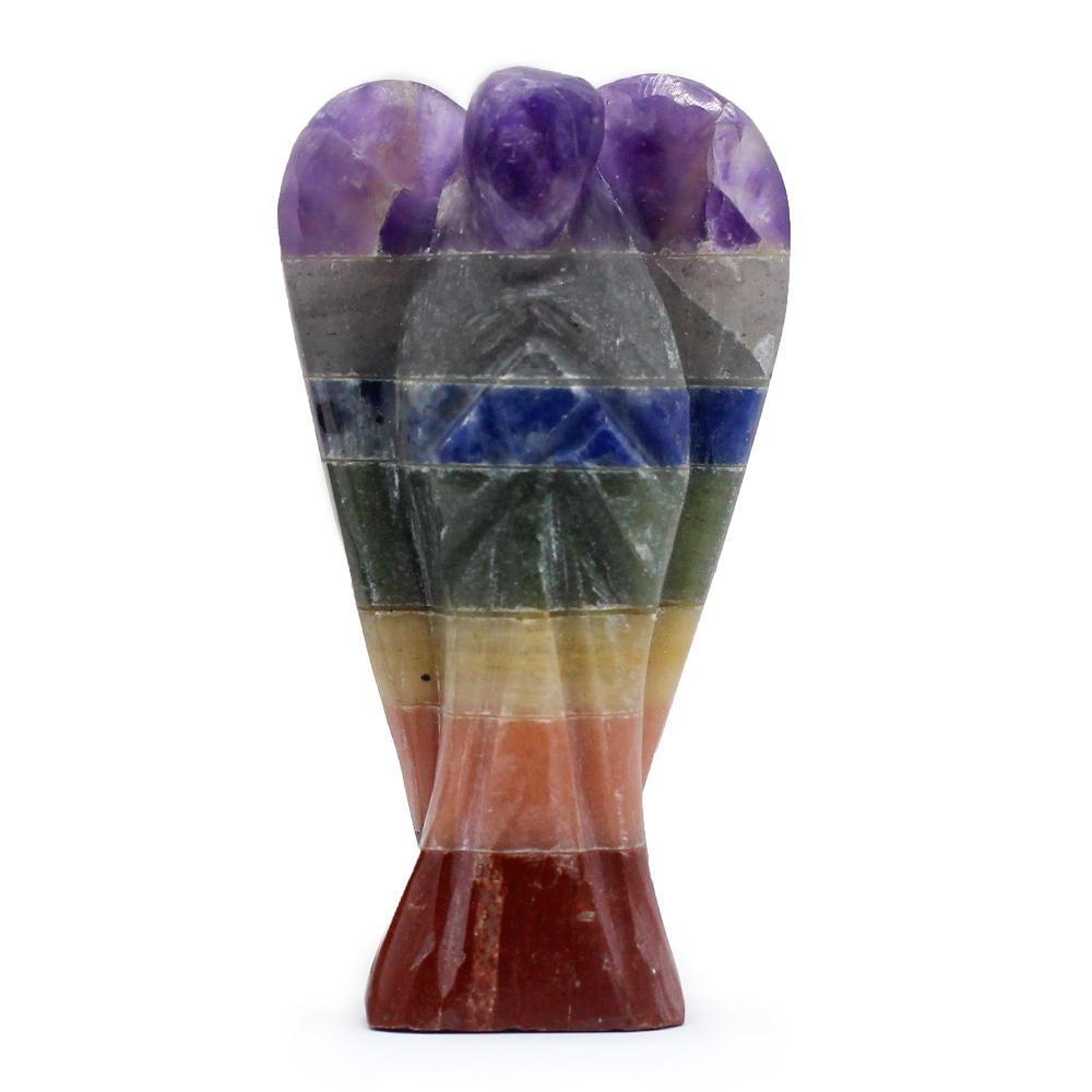 ancient wisdom Hand Carved Gemstone Angel - Seven Chakra Bonded (approx 5cm)