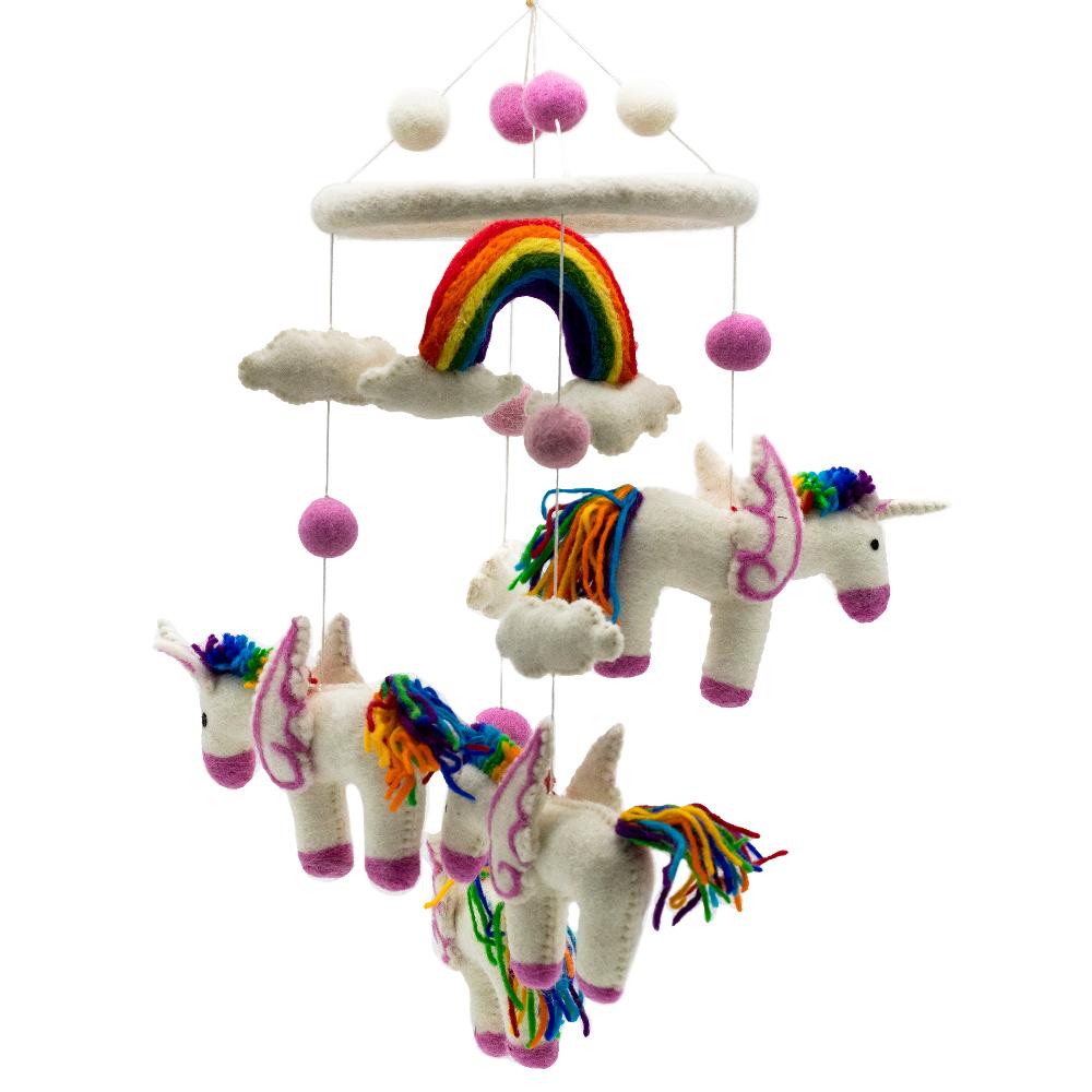 ancient wisdom Handmade Felt Mobile - Rainbow Unicorns