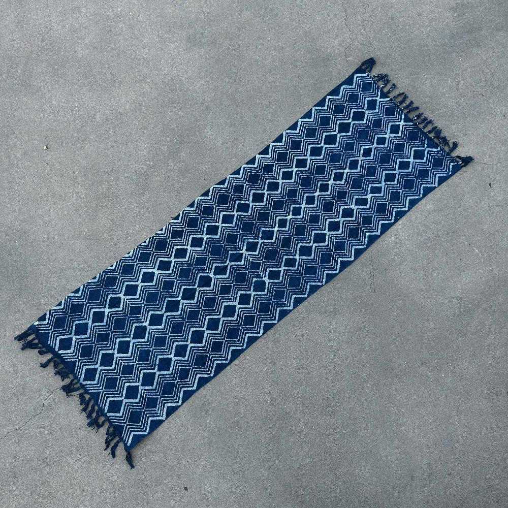 Ancient Wisdom Handmade Indigo Runner - 170x60cm - Heerak Patern