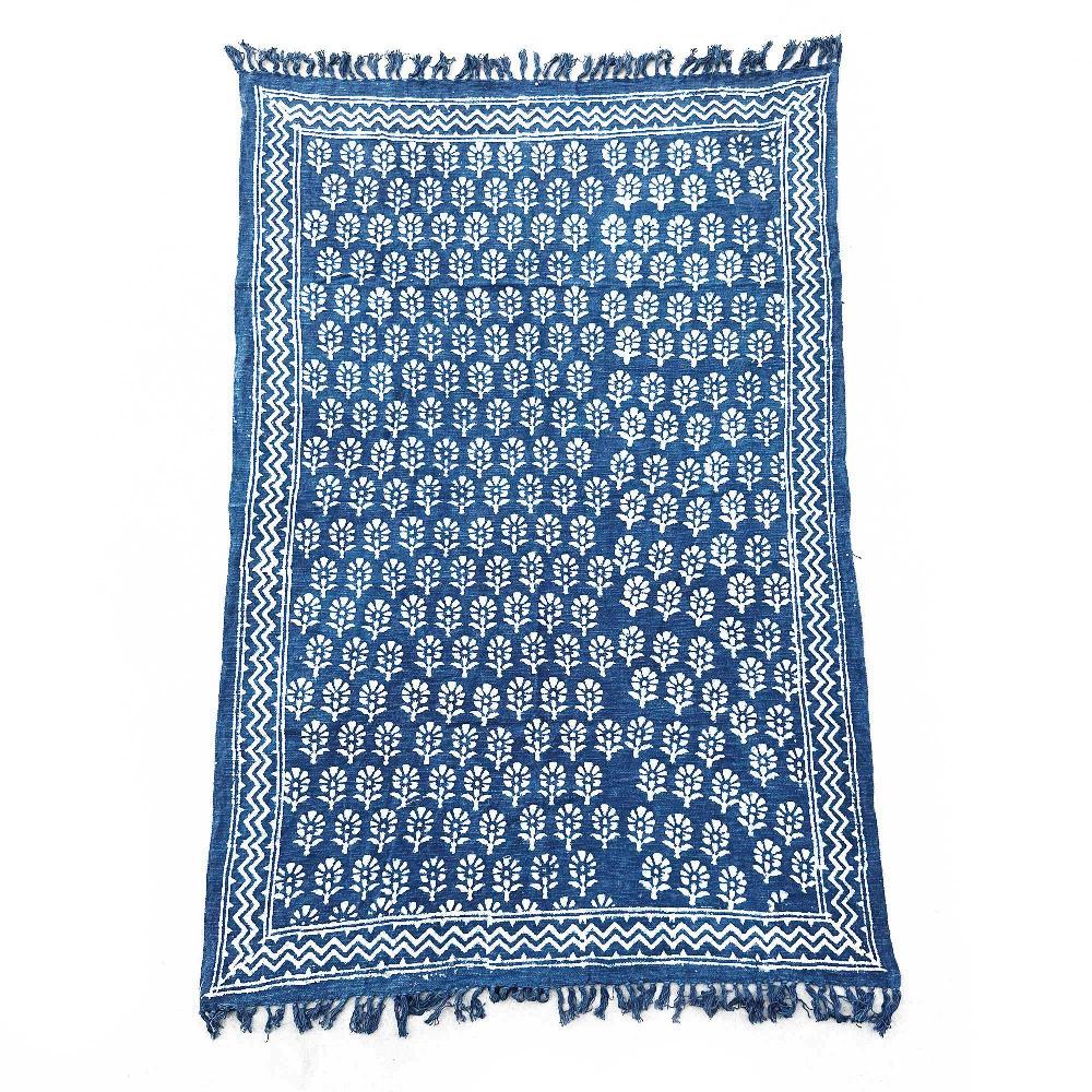 Ancient Wisdom Handmade Indigo Throw - 170x120cm - Chhota Flower