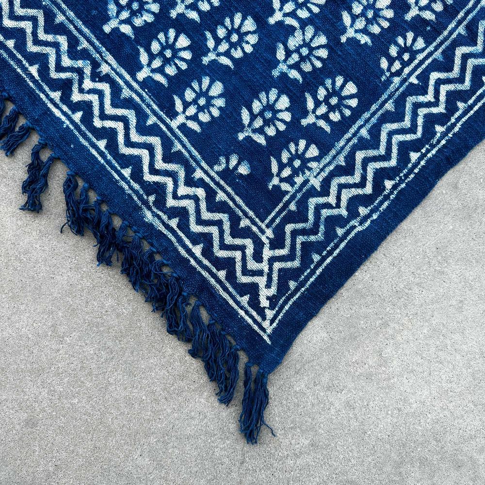 Ancient Wisdom Handmade Indigo Throw - 170x120cm - Chhota Flower