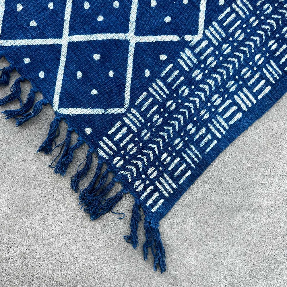 Ancient Wisdom Handmade Indigo Throw - 170x120cm - Midnight Heerak