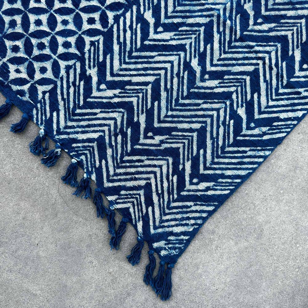 Ancient Wisdom Handmade Indigo Throw - 170x120cm - Namoona Waves