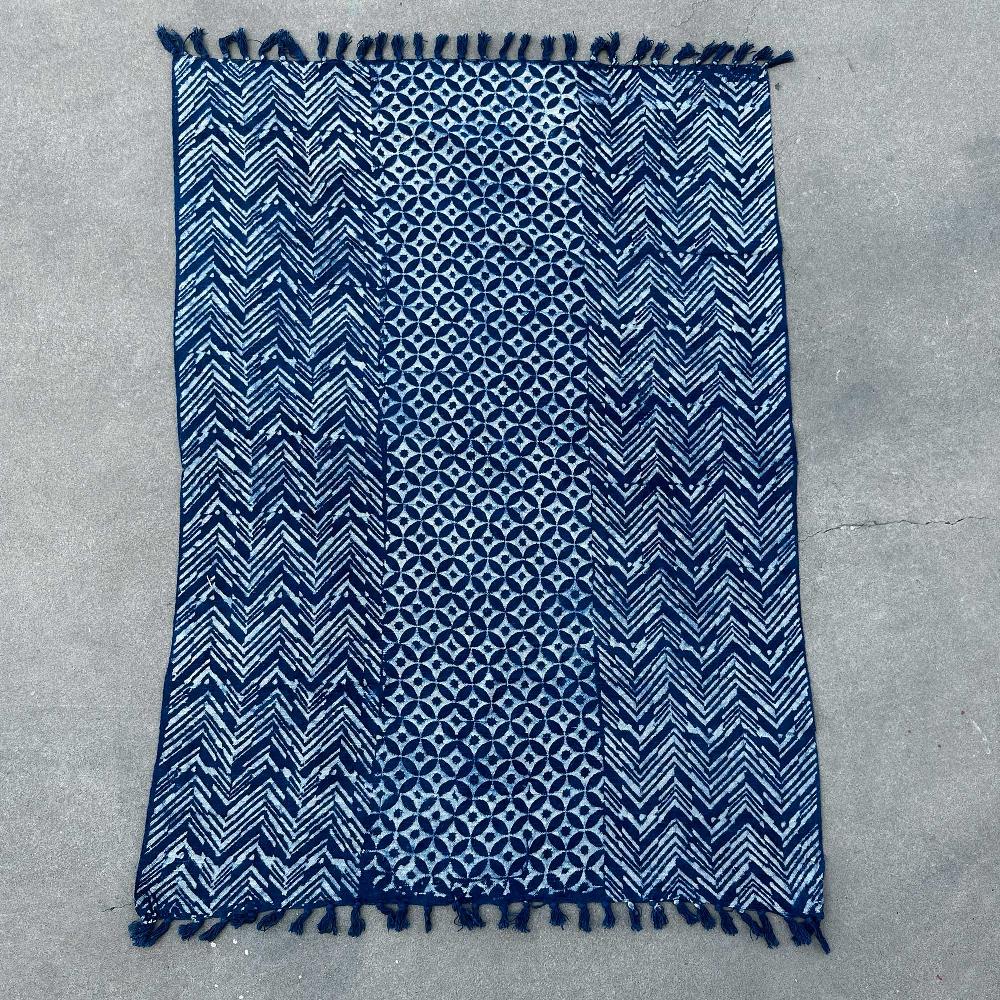 Ancient Wisdom Handmade Indigo Throw - 170x120cm - Namoona Waves