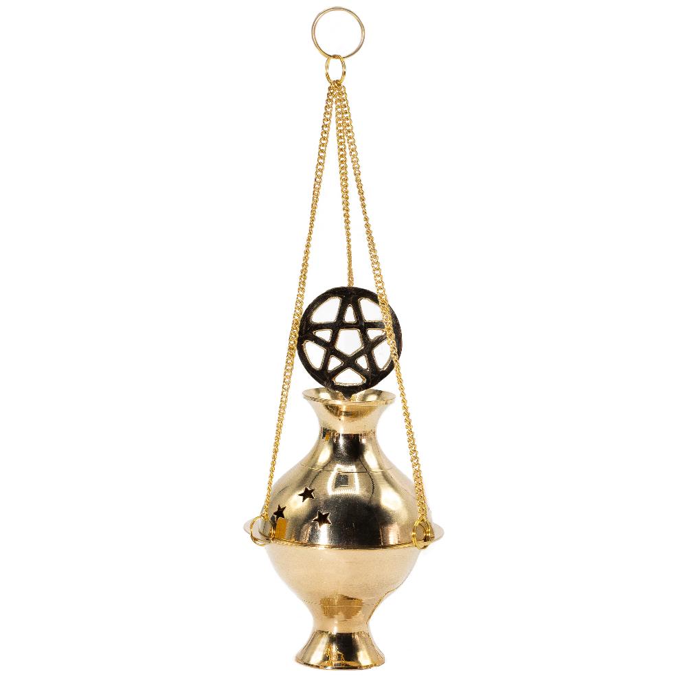 ancient wisdom Hanging Brass Incense Burner - Pentagram