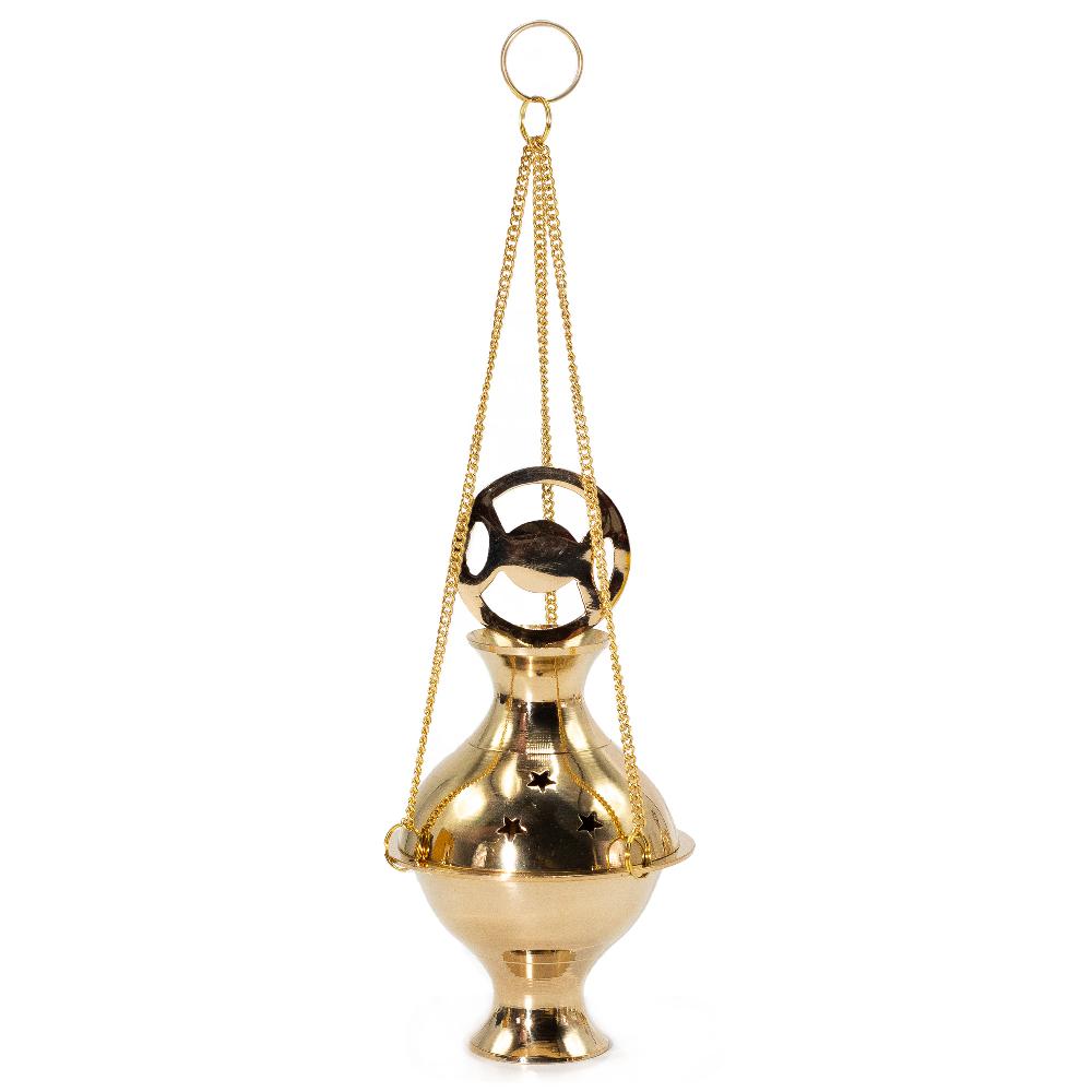 ancient wisdom Hanging Brass Incense Burner - Three Phase Moon