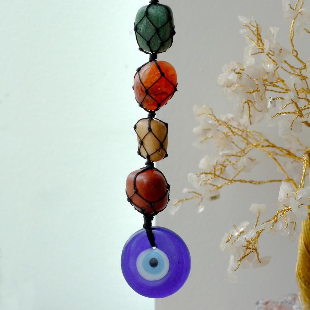 Ancient Wisdom Hanging Chakra Stone Pendant - Evil Eye