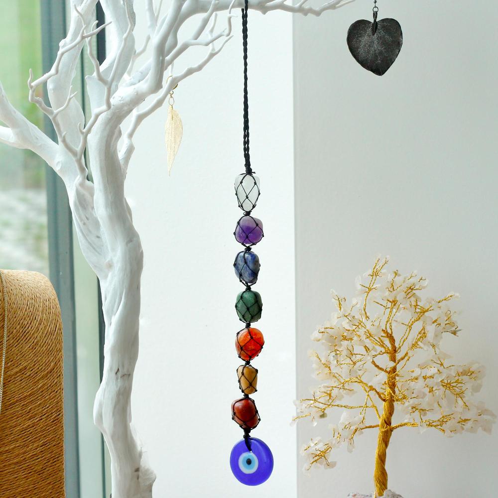 Ancient Wisdom Hanging Chakra Stone Pendant - Evil Eye