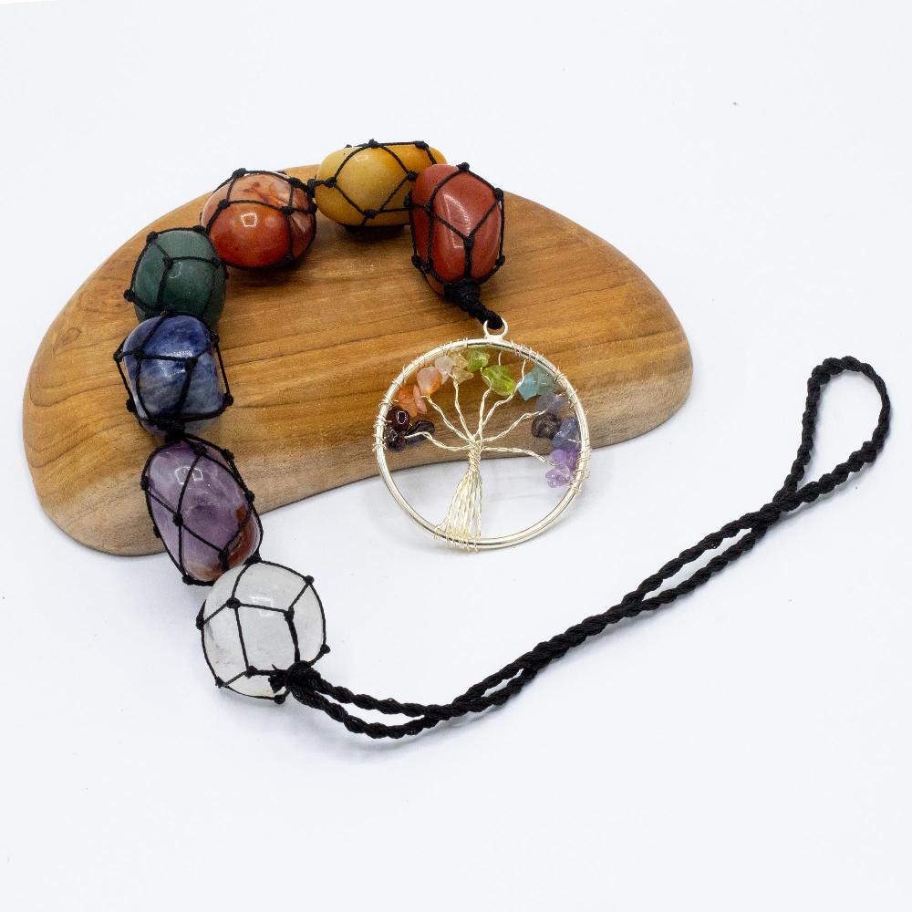Ancient Wisdom Hanging Chakra Stone Pendant - Tree Of Life