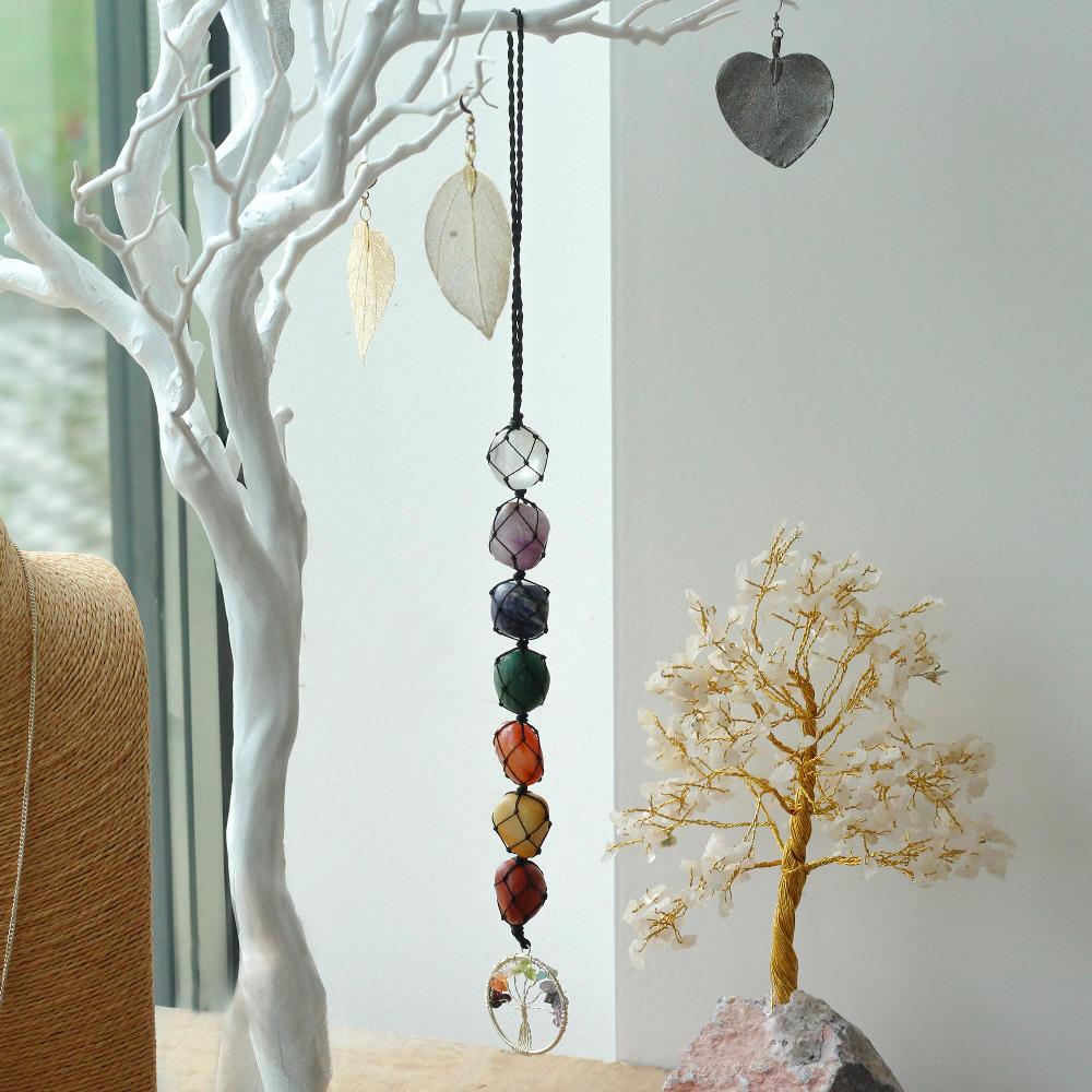 Ancient Wisdom Hanging Chakra Stone Pendant - Tree Of Life