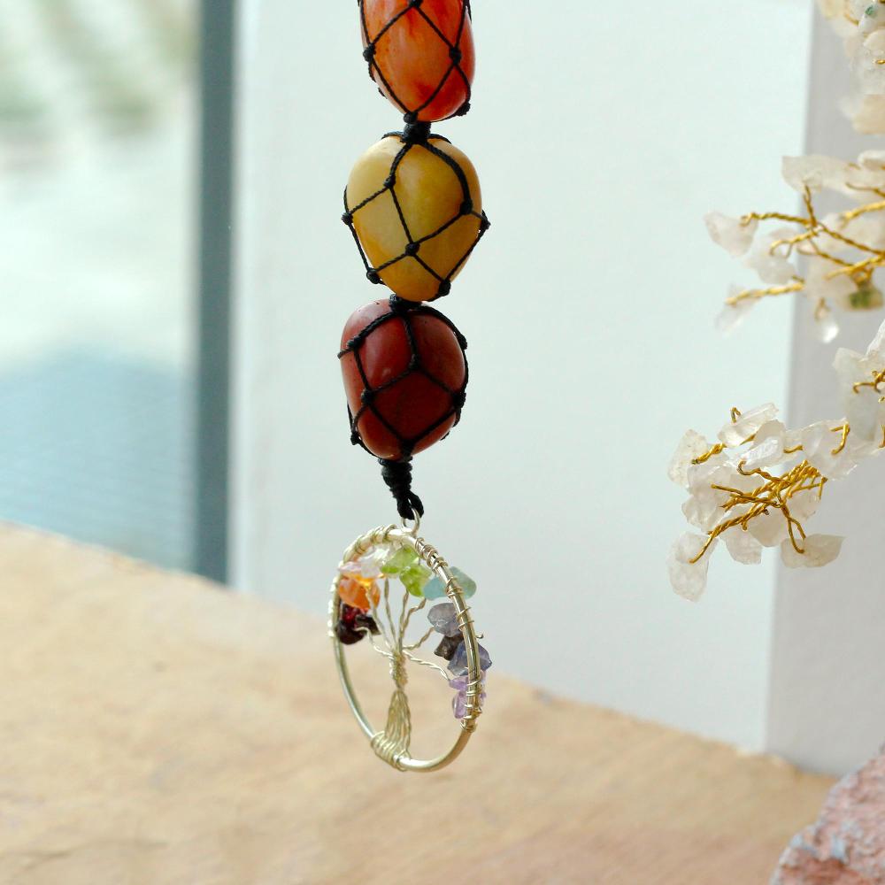 Ancient Wisdom Hanging Chakra Stone Pendant - Tree Of Life