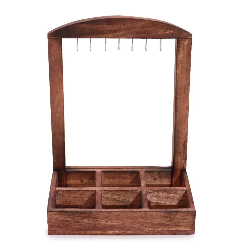Ancient Wisdom Hanging Stand & Display Tray - 6 (2x3) Compartments - Dark Wood