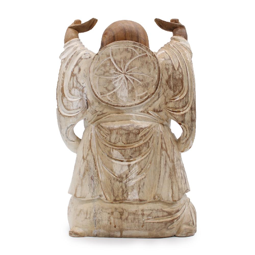 Ancient Wisdom Happy Buddha Hands Up - Whitewash 40cm