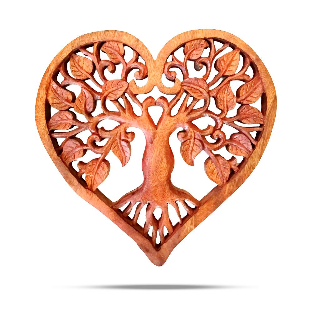 ancient wisdom Heart Decorative Wooden Tree of Life Panel 40cm