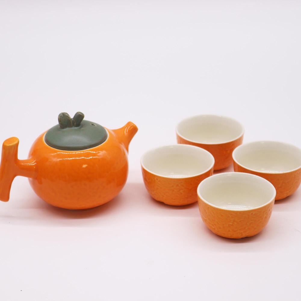 Ancient Wisdom Herbal Orange Teapot Set - Pot & Four Cups
