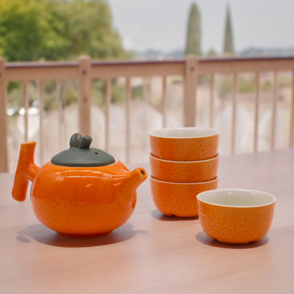 ancient wisdom Herbal Orange Teapot Set - Pot & Four Cups