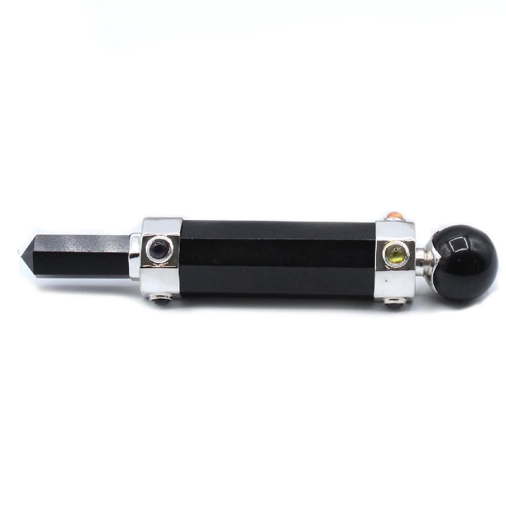 ancient wisdom Hexagonal Crystal Healing Wand - 12cm - Black Agate