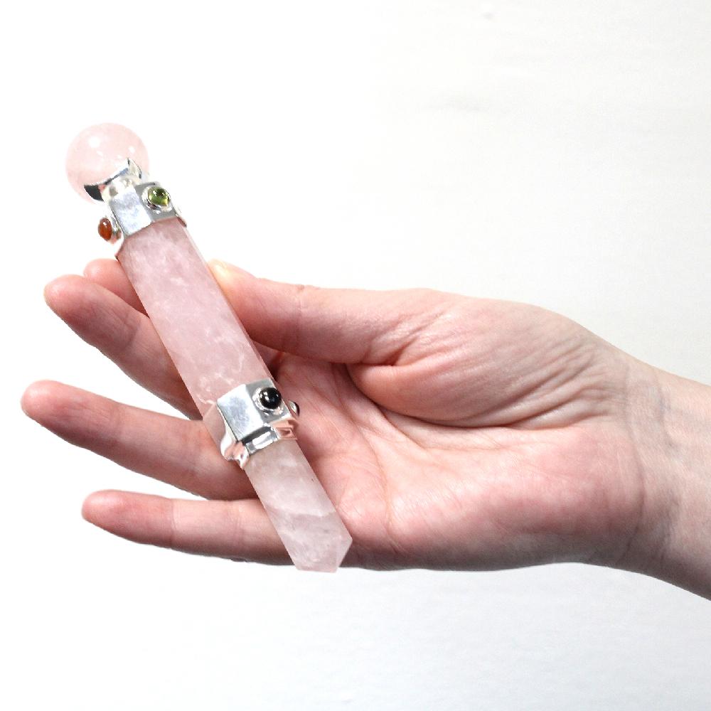 Ancient Wisdom Hexagonal Crystal Healing Wand - 12cm - Rose Quartz
