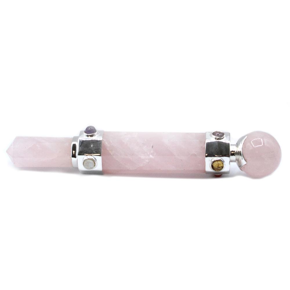 ancient wisdom Hexagonal Crystal Healing Wand - 12cm - Rose Quartz
