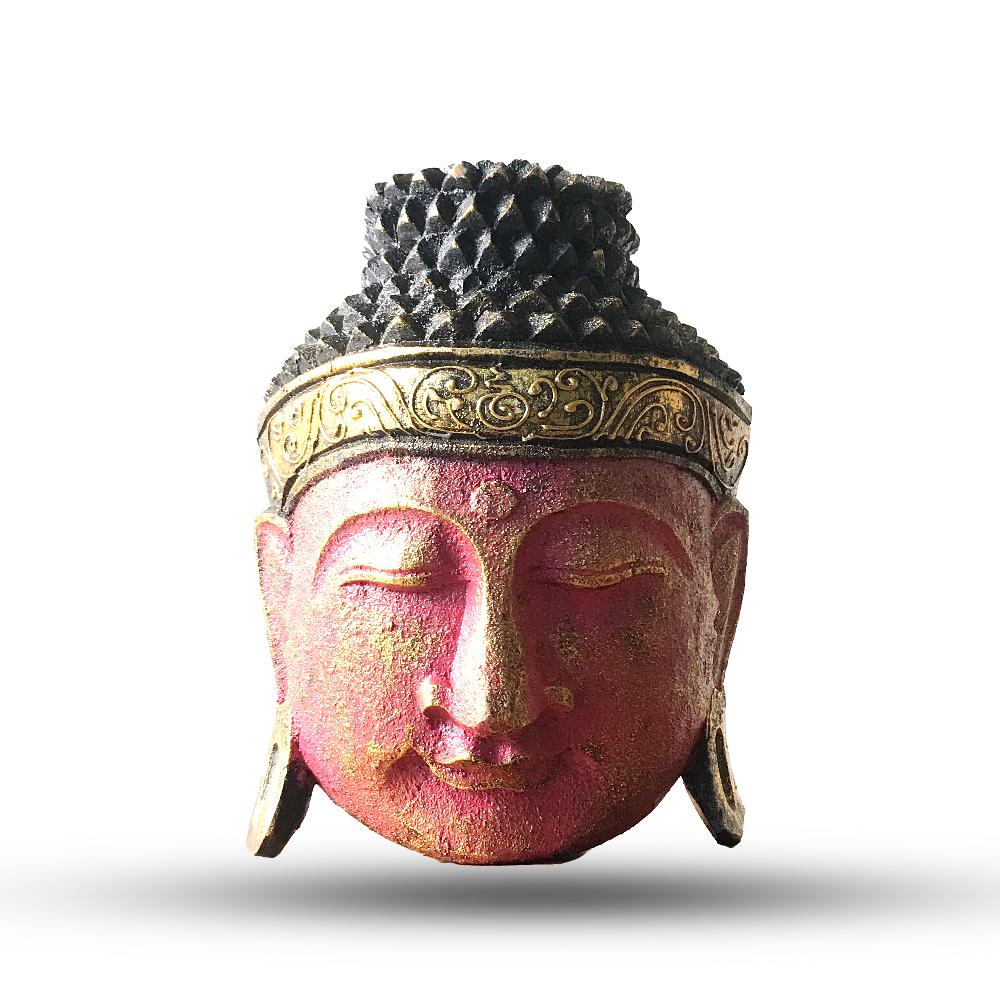 ancient wisdom Home Decoration Buddha Head - 25cm - Red Shine Finish