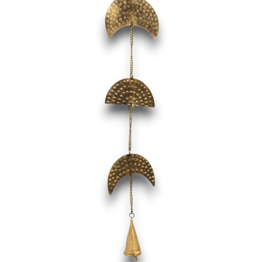 Ancient Wisdom Indian Chimes - Brass Moon Phases Drop With Bell - 25cm