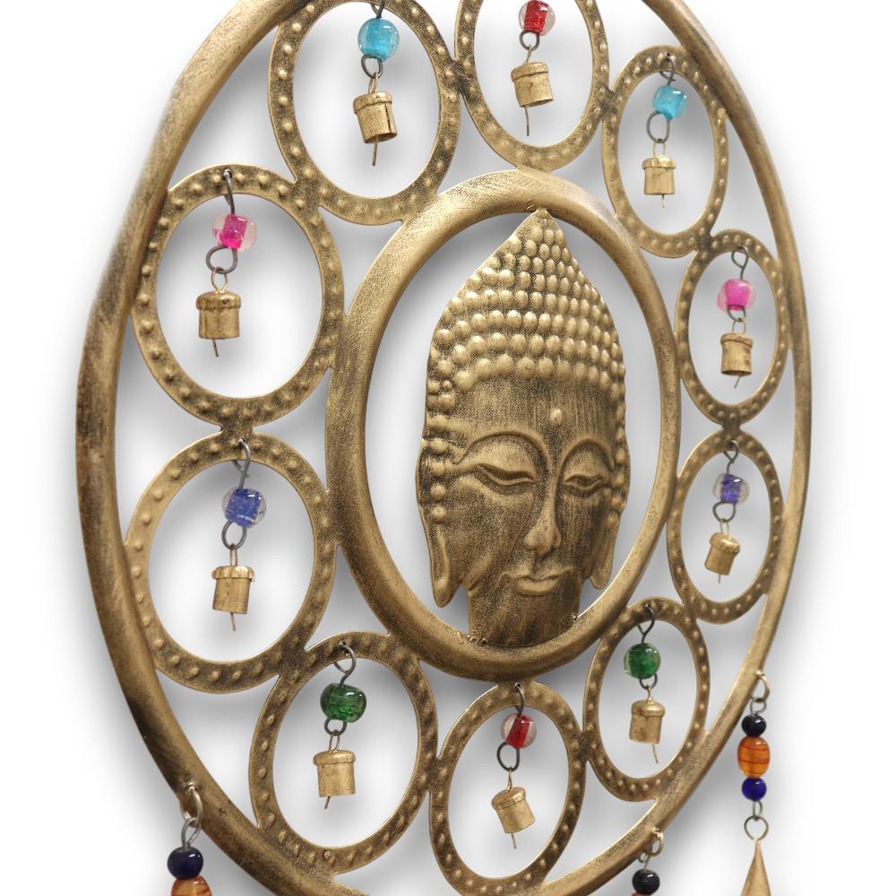Ancient Wisdom Indian Chimes - Lrg Buddha Face 15 Bell Chimes - 36cm