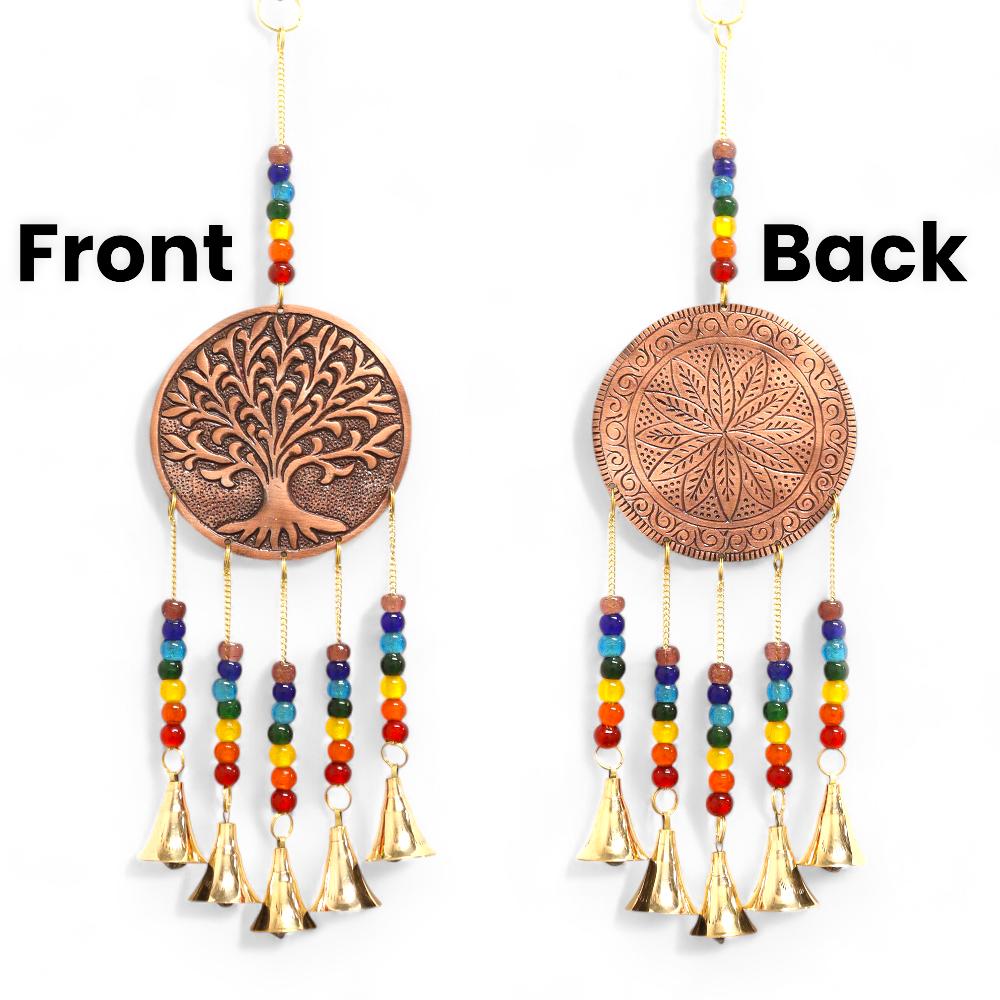 Ancient Wisdom Indian Chimes - Med Tree Of Life - Chakra Beads 5 Bells - 10x36cm