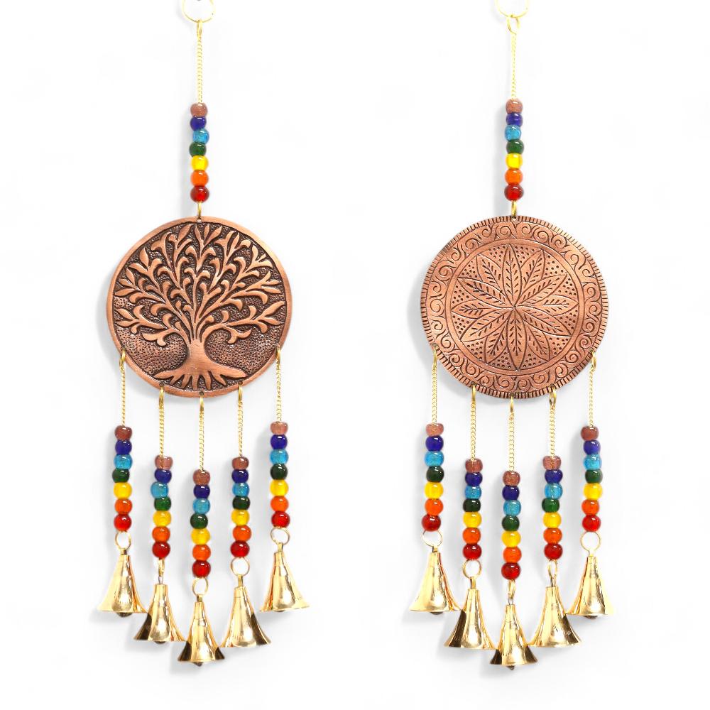 Ancient Wisdom Indian Chimes - Med Tree Of Life - Chakra Beads 5 Bells - 10x36cm