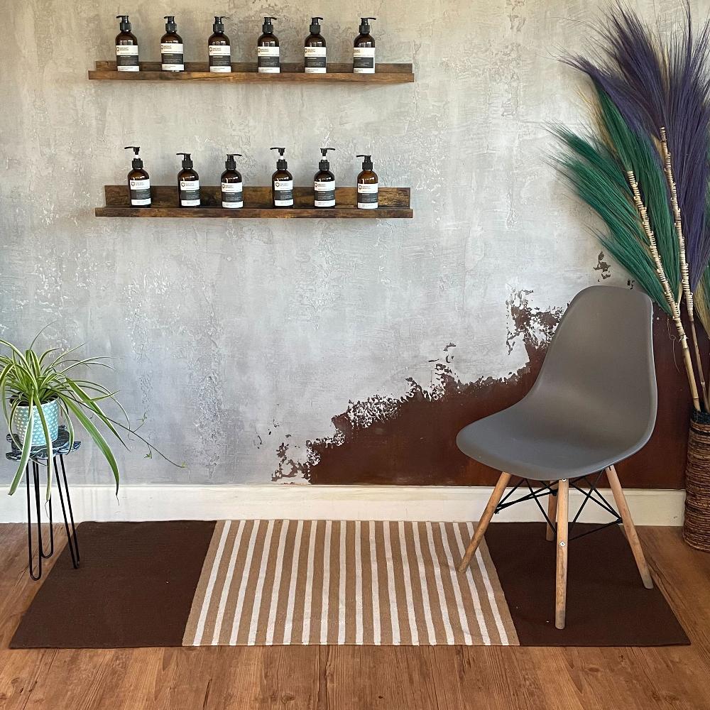 Ancient Wisdom Indian Cotton Rug - 70x170cm - Dark Brown / Beige