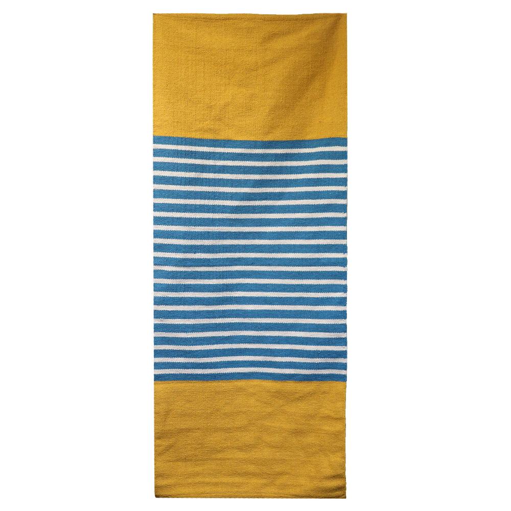 Ancient Wisdom Indian Cotton Rug - 70x170cm - Yellow/ Blue