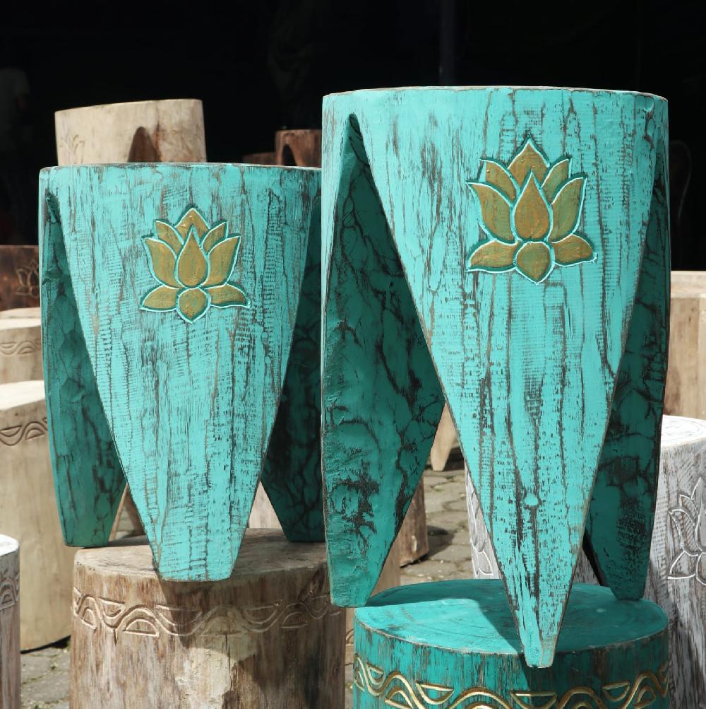 Ancient Wisdom Interlocking Table/Stool Set Of 2 - Lrg Turquoise