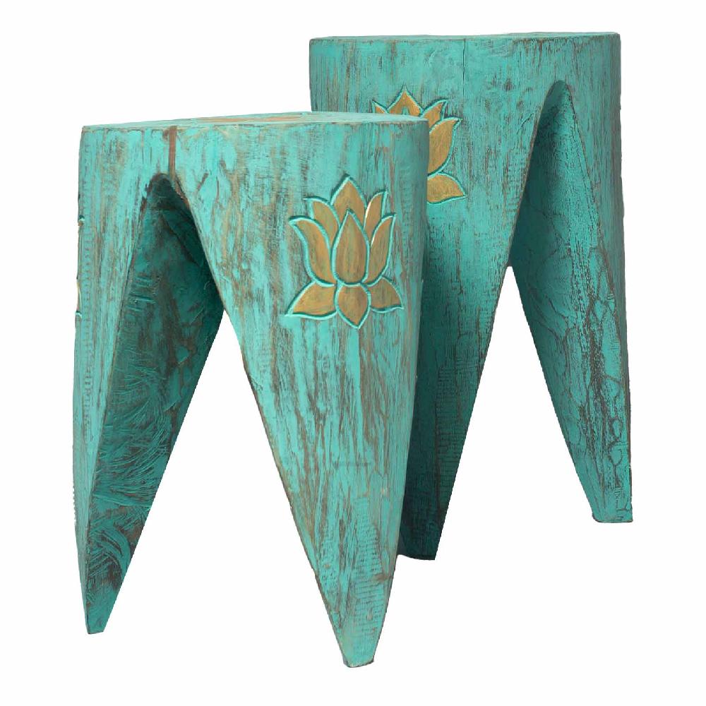 ancient wisdom Interlocking Table/Stool set of 2 - Lrg Turquoise