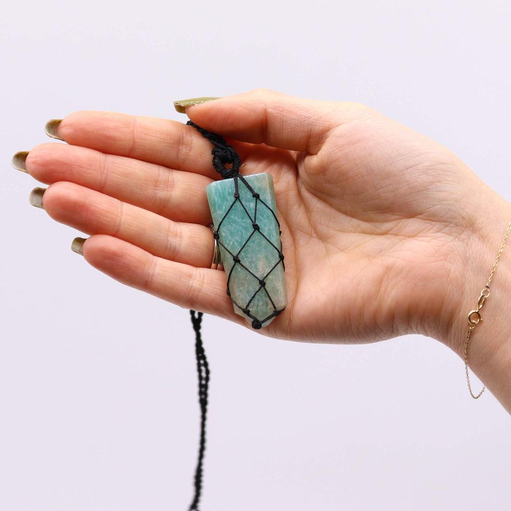 Ancient Wisdom Laced Gemstone Flat Point Pendant - Amazonite