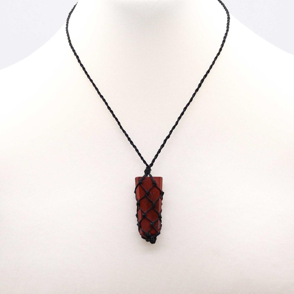Ancient Wisdom Laced Gemstone Flat Point Pendant - Red Jasper
